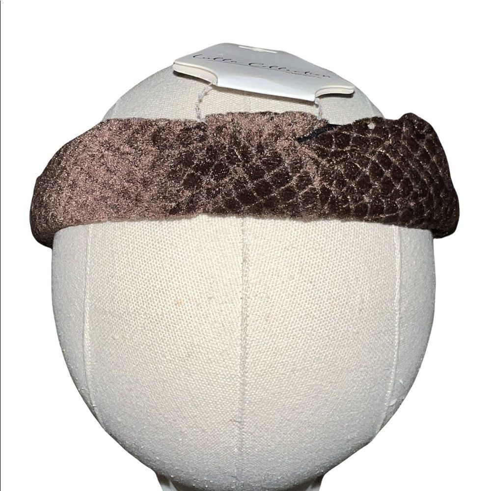 Lulla Collection by Bindaya Brown Velour Quilted Knotted Headband One Size New